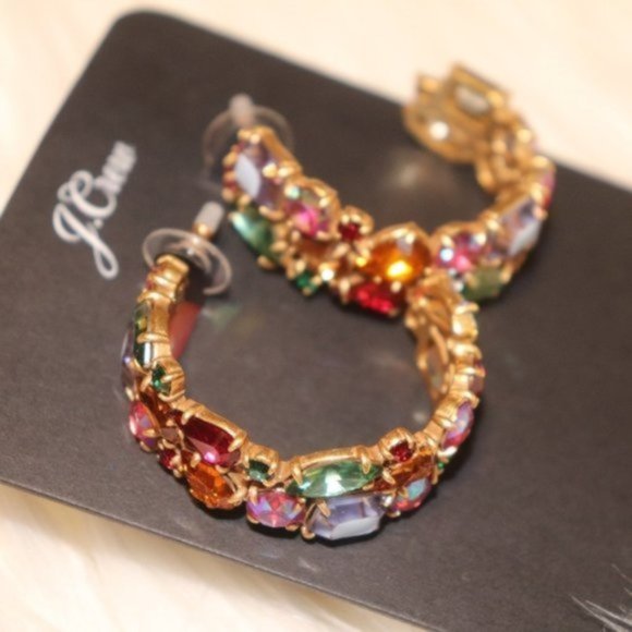J.Crew Crystal Cluster Irene Hoop Earrings - Picture 3 of 4